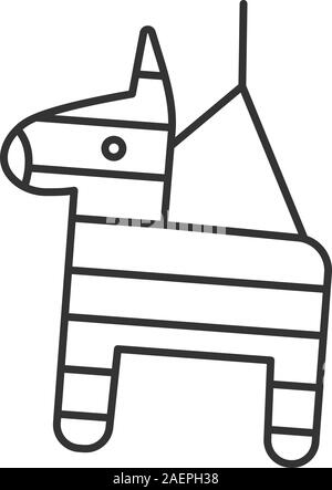 Pinata lineare Symbol. Esel Spielzeug. Dünne Linie Abbildung. Kontur Symbol. Vektor isoliert Maßbild Stock Vektor