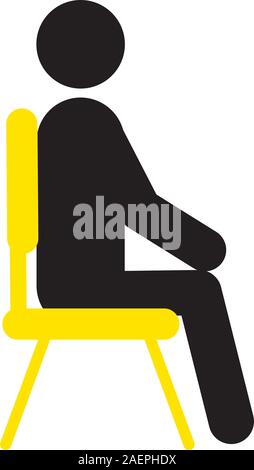 Mann sitzt auf Stuhl silhouette Symbol. Warten. Die rest. Isolierte Vector Illustration Stock Vektor