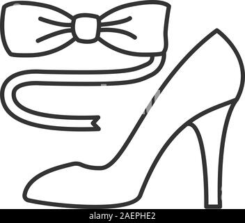 Bow Tie und High Heel Schuh lineare Symbol. Party Dress Code. Dünne Linie Abbildung. Kontur Symbol. Vektor isoliert Maßbild Stock Vektor