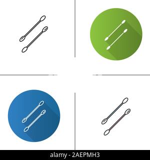 Wattestäbchen Symbol. Flache Bauweise, lineare und Farbe Stile. Earsticks. Isolierte Vektorgrafiken Stock Vektor