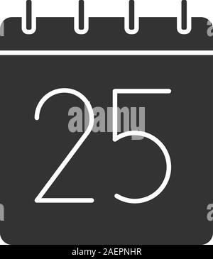 20 Fünfter Tag des Monats glyph Icon. Datum silhouette Symbol. Wandkalender mit 25 Zeichen. Negativer Platz. Vektor isoliert Abbildung Stock Vektor
