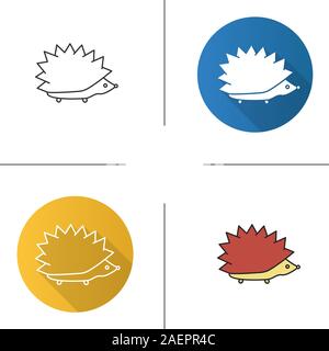 Igel-Symbol. Flache Bauweise, lineare und Farbe Stile. Urchin. Isolierte Vektorgrafiken Stock Vektor
