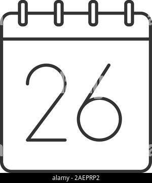 20 6. Tag des Monats linear Symbol. Wandkalender mit 26 Zeichen. Dünne Linie Abbildung. Datum Kontur Symbol. Vektor isoliert Maßbild Stock Vektor