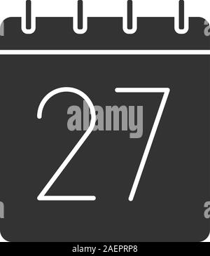 20. Tag des Monats glyph Icon. Datum silhouette Symbol. Wandkalender mit 27 Zeichen. Negativer Platz. Vektor isoliert Abbildung Stock Vektor