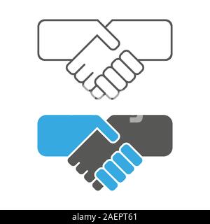 Der Vektor der Handshake Symbol auf blauer Globus Kreis - Vektor ikonisches Design Stock Vektor