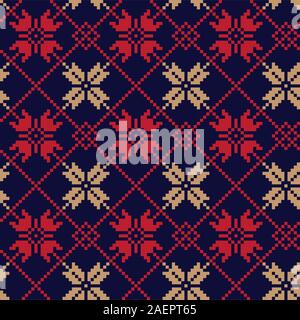 Weihnachten Fair Isle Floral nahtlose Muster - Das ist ein Fair Isle floralen Muster geeignet für Hintergründe, Print Design, Mode Textilien, Strickwaren Stock Vektor