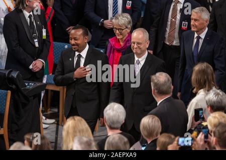 Oslo, Norwegen. 10. Dez 2019. Ahamd Abiy Premierminister Äthiopiens während der Verleihung des Friedensnobelpreises 2019 an der Osloer Rathaus in Oslo, Norwegen Credit: Nigel Waldron/Alamy leben Nachrichten Stockfoto