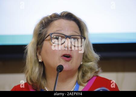 Madrid, Spanien. 10 Dez, 2019. Svenja Schulze, Bundesumweltminister, spricht im Deutschen Pavillon auf der UN-Klimakonferenz. Credit: Clara Margais/dpa/Alamy leben Nachrichten Stockfoto