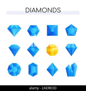 Satz von Diamanten - Vektor realistische Objekte Sammlung Stock Vektor