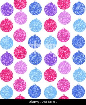 Weihnachten bunte Kugeln mit Schnee. Nahtlose Muster für Kleidung, Stoff Stock Vektor