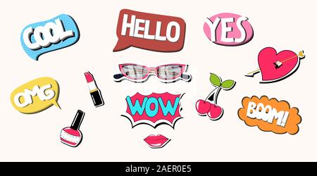 Retro comic Chat bubble Set bunte Pop Art rede Sammlung horizontale Vektor illustration Stock Vektor