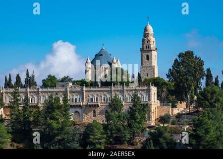 JERUSALEM, Israel/10 DEZ 2019: 1352 Kloster auf dem Berg Zion in Jerusalem, Zion Gate, geglaubt, die letzte Ruhestätte des Vir werden Stockfoto