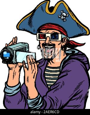 Pirate schießt und Uhren Abenteuer Filme Stock Vektor