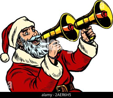 Weihnachtsmann mit einem Megafon. Weihnachtsverkauf Stock Vektor