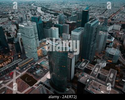 Luftaufnahme des Geschäftsviertels La Defense in Paris, Frankreich Stockfoto
