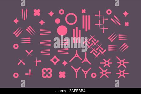 Set mit geometrischen retro Memphis Stilelemente. rendy geometrische Hipster einfache Elemente Abbildung. 80 s und 90 s School fashion Schwarz und Weiß Stock Vektor