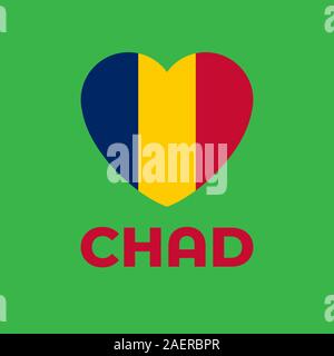 Tschad Fahne Herzform Vector Illustration grafik design Hintergrund. Stock Vektor