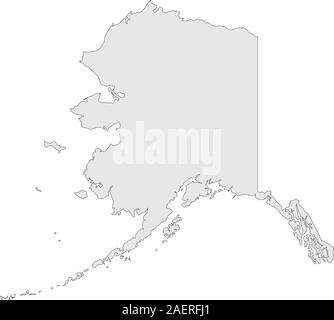 Alaska Karte Vector Illustration. Grauer Hintergrund. USA Staat. Stock Vektor