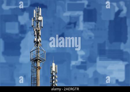 Basisstation Netzbetreiber. 5 G. 4G, 3G mobile Technologien. Stockfoto