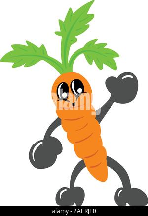 Zeichentrickfigur Karotte Gemüse Vector Illustration Stock Vektor