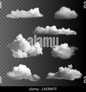 Große transparente Wolken. Realistische vektor design Elemente. Stock Vektor