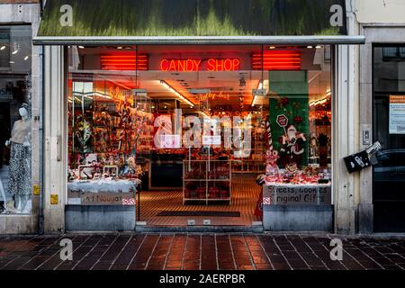 Candy shop in Brügge, Belgien. Stockfoto