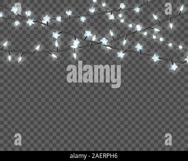 Weihnachtsbeleuchtung isoliert auf transparenten Hintergrund. Festlegen von realistischen Xmas leuchtende Girlande. Vector Illustration. Stock Vektor