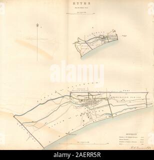 HYTHE Gemeinde/Stadt planen. Grenzkommission. Kent. DAWSON 1837 alte Karte Stockfoto