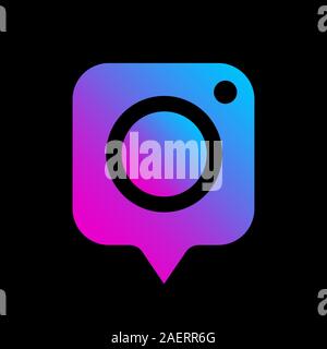 Bunte Vektor Bild des Symbols foto Digitalkamera auf dunklem Hintergrund. Moderne Sign App, Programm, Ui, Web. EPS 10. Stock Vektor