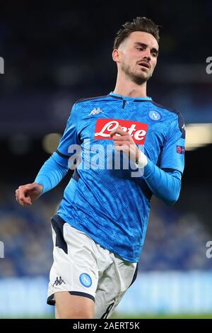 Neapel, Italien. 10. Dez 2019. Fabian Ruiz von Napoli reagiert während der UEFA Champions League, Gruppe E Fußballspiel zwischen SSC Napoli und KRC Genk am 10. Dezember 2019 im Stadio San Paolo in Neapel, Italien - Foto Federico Proietti/ESPA-Bilder Quelle: European Sports Fotografische Agentur/Alamy leben Nachrichten Stockfoto