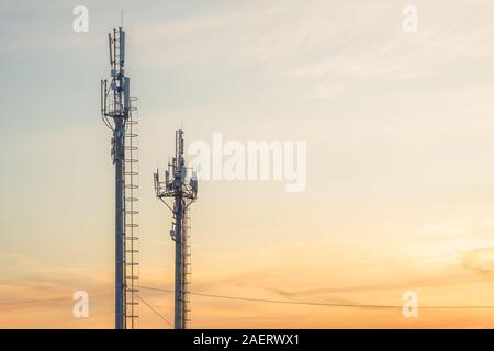 Basisstation Netzbetreiber. 5 G. 4G, 3G mobile Technologien. Stockfoto