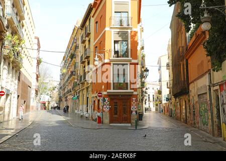 VALENCIA, Spanien - 28. NOVEMBER 2019: Barrio del Carmen Nachbarschaft in Valencia, Spanien Stockfoto
