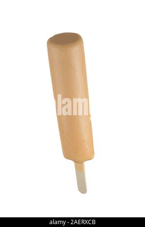 Eis mit Milch Schokolade auf einem Stock. Volle Tiefenschärfe. Auf einem weißen Hintergrund. Stockfoto