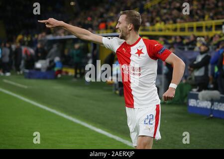 Dortmund, Deutschland. 10 Dez, 2019. firo: 10.12.2019, Fußball, Saison 2019/2020, Champions League: BVB Borussia Dortmund - Slavia Prag Tomáš Soucek, Jubel, Tomáš Soucek | Verwendung der weltweiten Kredit: dpa/Alamy leben Nachrichten Stockfoto