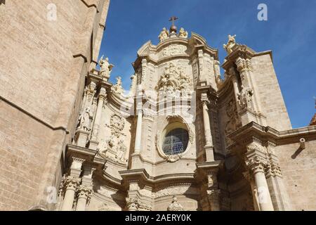 Saint Mary Kathedrale Detail in Valencia, Spanien. Barocke Architektur. Stockfoto