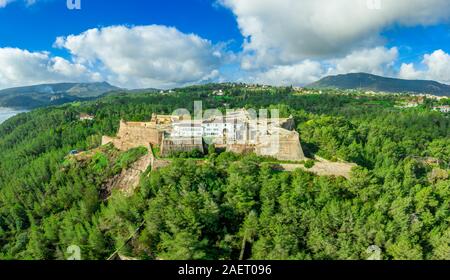 Luftaufnahme der Festung São Filipe in Setúbal Portugal Stern fort für Kanonen Stockfoto