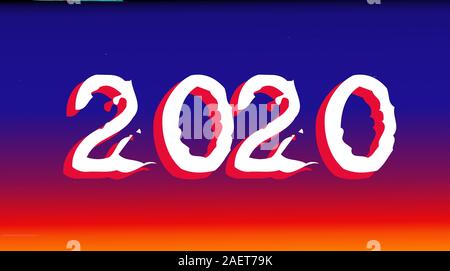 Neues Jahr Banner für 2020 blau-rot und weiß Stockfoto