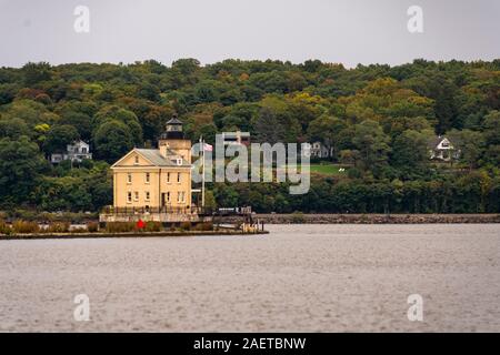 Rondout Leuchtturm Bahnhof Hudson River Kingston Point New York Stockfoto