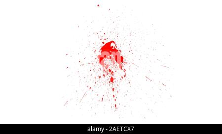 Red paint Splatter isoliert auf weißem Stockfoto