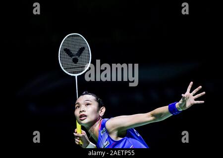 Tai Tzu - Ying aus China Taiwan konkurriert gegen Nozomi Okuhara Japans in das Halbfinale der Frauen single von Fuzhou China Open 2019 in Fuzhou city, Ea Stockfoto