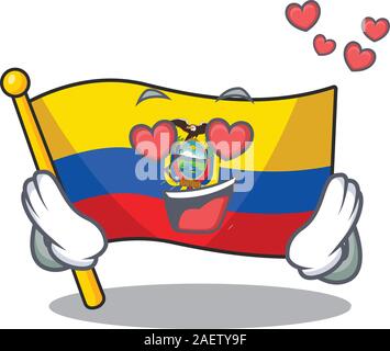 Falling In Love Happy cute Flagge Ecuador cartoon Design Stock Vektor