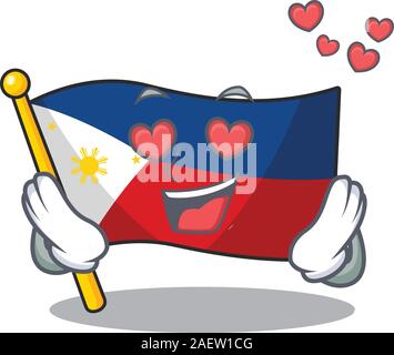 Falling In Love Happy cute Flagge Philippinen cartoon Design Stock Vektor