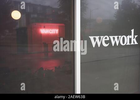 Vancouver, BC, Kanada - May 12, 2019: ein WeWork co-Arbeitsraum Lage in Vancouver. Stockfoto