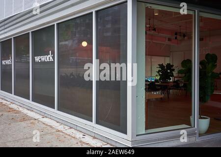 Vancouver, BC, Kanada - May 12, 2019: ein WeWork co-Arbeitsraum Lage in Vancouver. Stockfoto