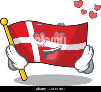 Falling In Love Happy cute Flagge Dänemark cartoon Design Stock Vektor