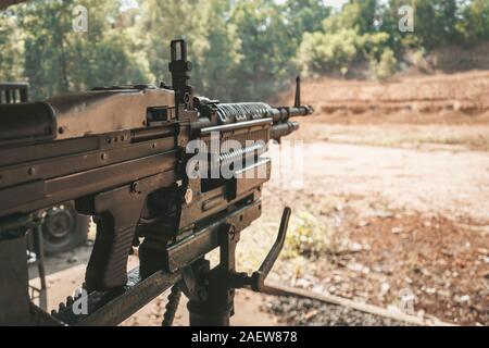 M60 Maschinengewehr auf der Cu Chi Schießstand. Vietnam Stockfoto