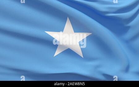 Winkende Nationalflagge von Somalia. Winkte sehr detaillierte Close-up 3D-Render. Stockfoto