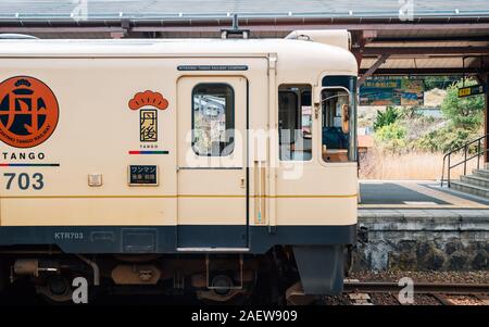 Kyoto, Japan - 12. April 2019: amanohashidate Bahnhof Stockfoto