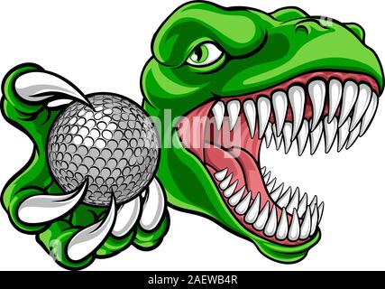 Dinosaurier Golf Player Tier Sport Maskottchen Stock Vektor