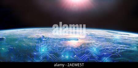 Weltweite schnelle Internet Netzwerk Konzept. Industrie 4.0. Global Business und Finanzen. Die globale Kommunikation und Vernetzung Stockfoto